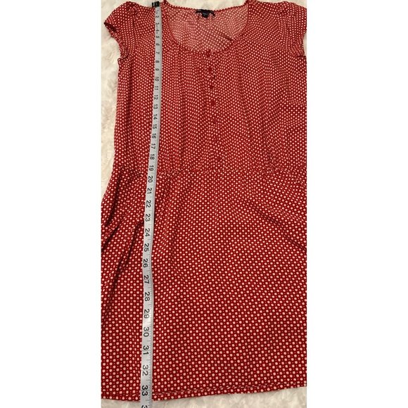 Gap Blouson Stretch Dress Red w/Side Pockets Geometric 100% Rayon Junior Size M - Picture 9 of 15